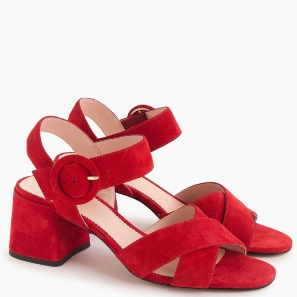 J. Crew Penny Sandals in Red Suede